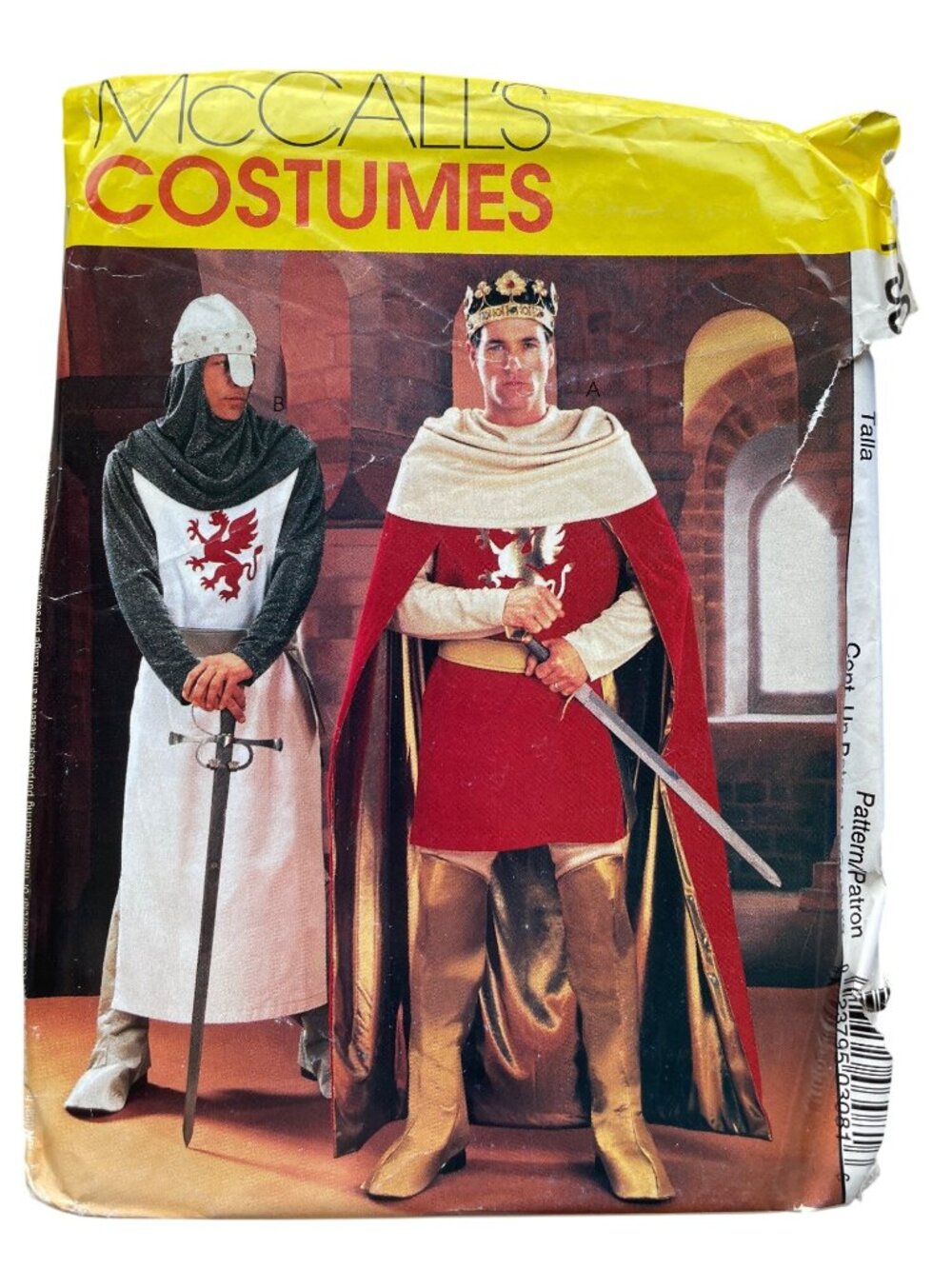 McCalls P308 Costume Pattern Small-Medium Camelot Knight & King Costumes UNCUT